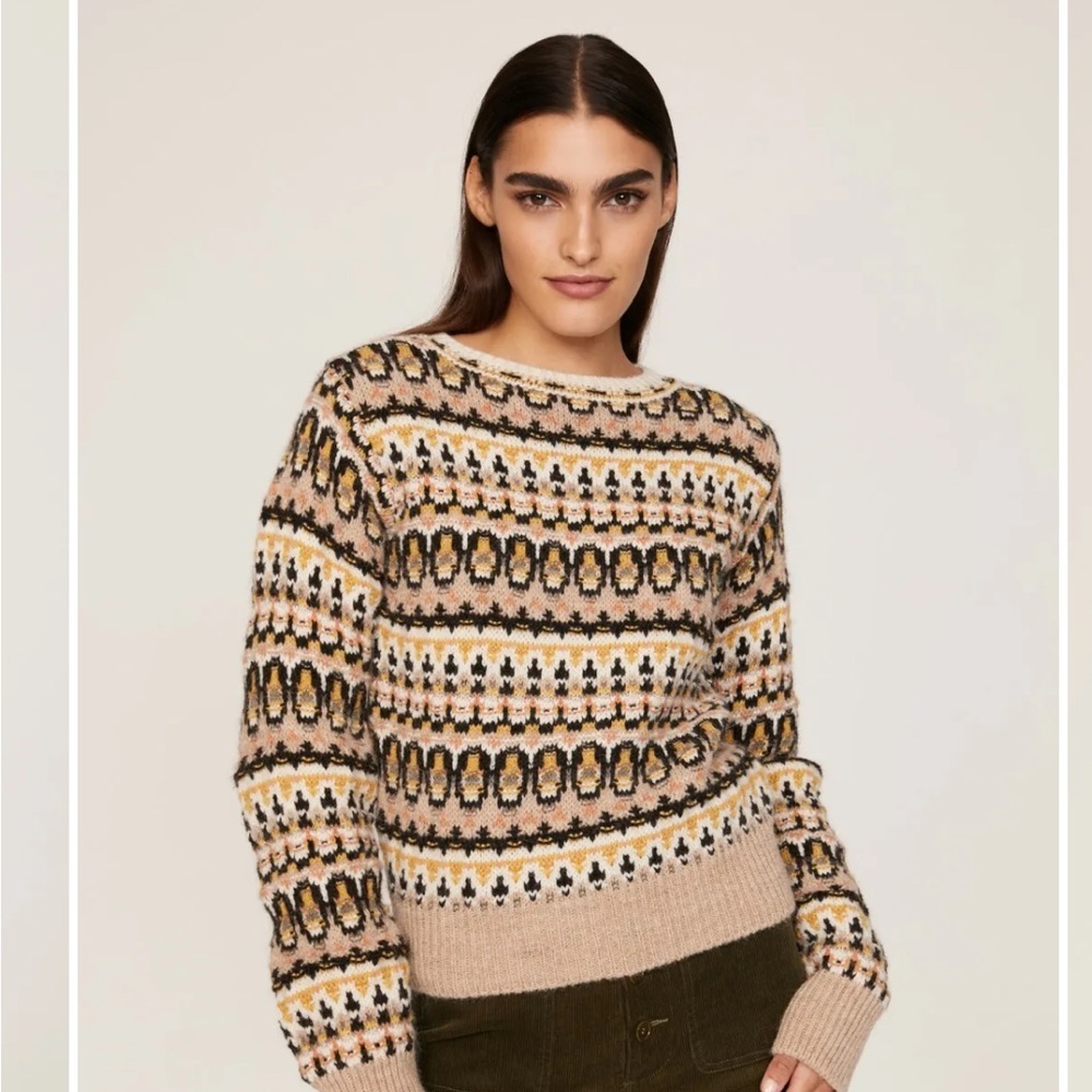 Vanessa Bruno Alpaca Ventura Fair Isle Wool Blend Sweater Size  Medium NWOT